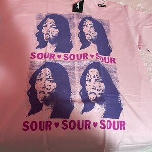 Pink Graphic T-Shirt with Purple Print